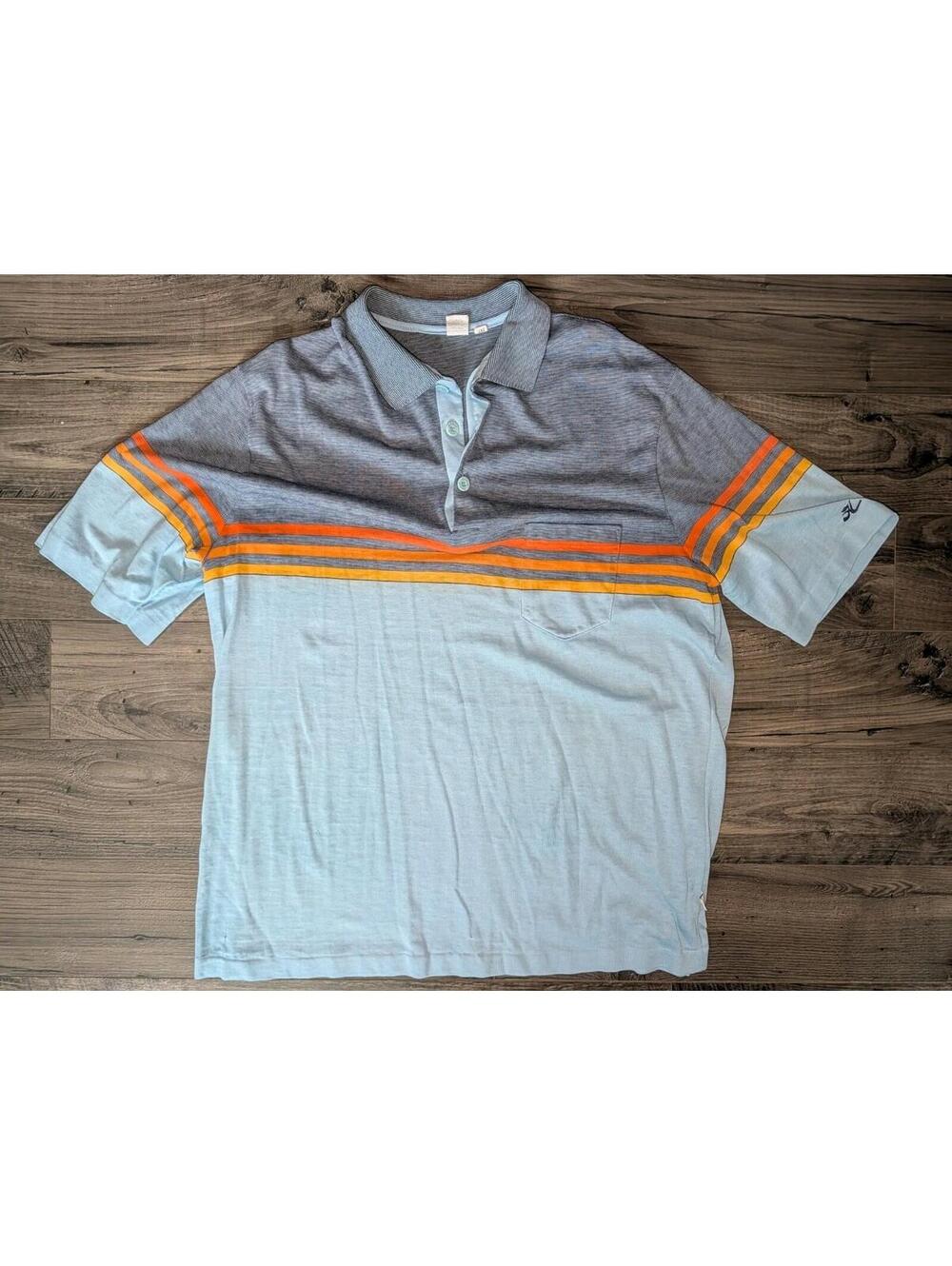 Vintage Hobie Surf Mens Striped Polo 2XLT Tall Gray